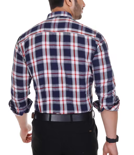 Comfy cotton check shirt for Men, Single pocket, Full sleeves vol1 - Image 3