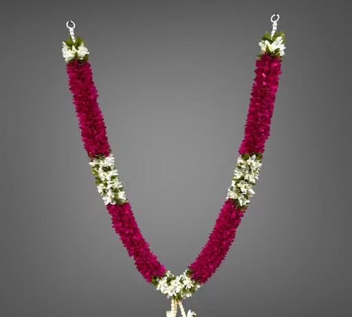 Shri mataji Store Garland Artificial Mala for Photo Frame Home Decoration Multipurpose White and Yellow (Pink with White mix)