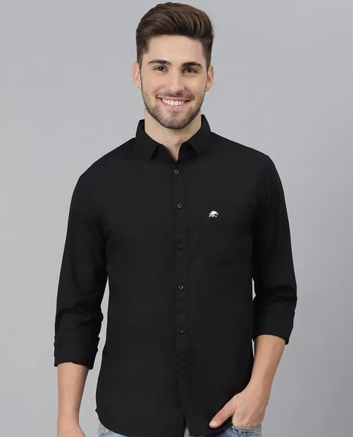 MEN'S PLAIN BLACK FULL SLEEVE SHIRTS