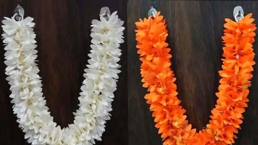 Cloth Fabric Hand-Made Washable Garland Small Haar(Size: 14 Inches)Pack of 2 pcs Flower Garland Mala for God Idols, Puja Decoration Artificial Plant, Flower and Shrubs - Image 3