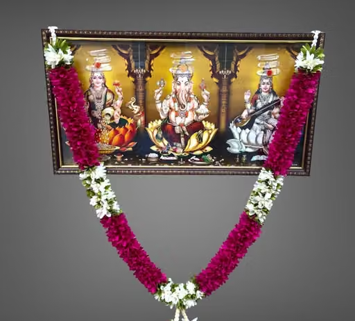 Shri mataji Store Garland Artificial Mala for Photo Frame Home Decoration Multipurpose White and Yellow (Pink with White mix) - Image 3