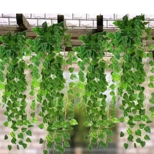 (8 Feet) (Set of 5) Artificial Garlands Money Plant Hanging Leaves Greenery Vine Creeper Plants for Home Decor Main Door Wall, Balcony, Office, Decoration Party & Festival Craft