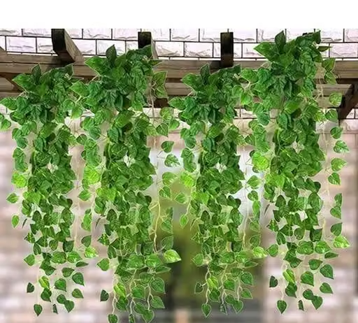 (8 Feet) (Set of 5) Artificial Garlands Money Plant Hanging Leaves Greenery Vine Creeper Plants for Home Decor Main Door Wall, Balcony, Office, Decoration Party & Festival Craft