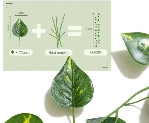 (8 Feet) (Set of 5) Artificial Garlands Money Plant Hanging Leaves Greenery Vine Creeper Plants for Home Decor Main Door Wall, Balcony, Office, Decoration Party & Festival Craft - Image 2