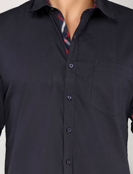 Zoro Auge Mens Soild Navy Blue Shirt - Image 3