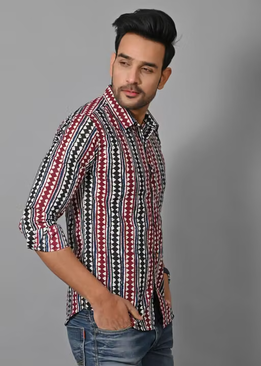 Pure Cotton Printed Shirts For Men Full Sleeves