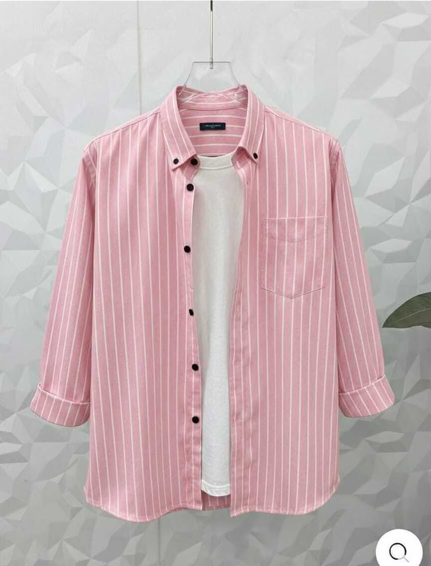 Cotton Blend Regular Fit Striped Full Sleeves Men's Casual Shirt - Pink ( Pack of 1 )