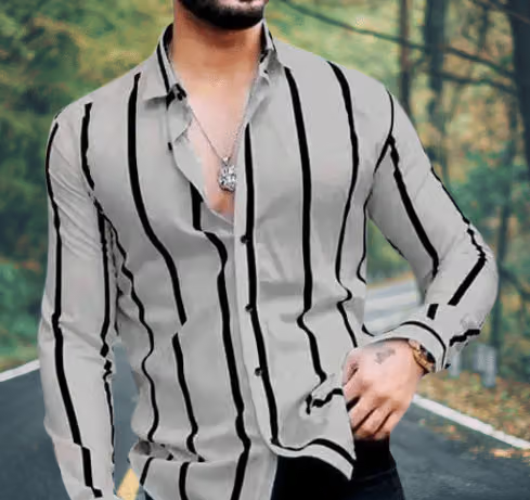 divybhav Lycra Regular Fit Printed Full Sleeves Men's Casual Shirt - Grey ( Pack of 1 )