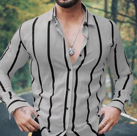 divybhav Lycra Regular Fit Printed Full Sleeves Men's Casual Shirt - Grey ( Pack of 1 ) - Image 3