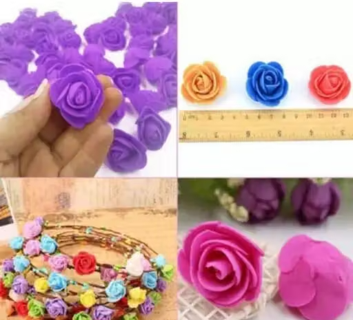 Premium Artificial Foam Rose Fake Flowers Water Floating Flowers, Pooja Thali, Festival and Events, Home, Table, Badroom, Pooja Room, Diwali Decoration Total 50pcs - Image 4