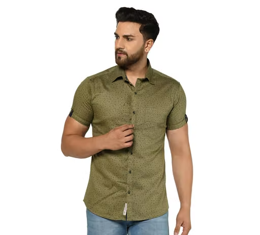 Men cotton printed slim fit shirt