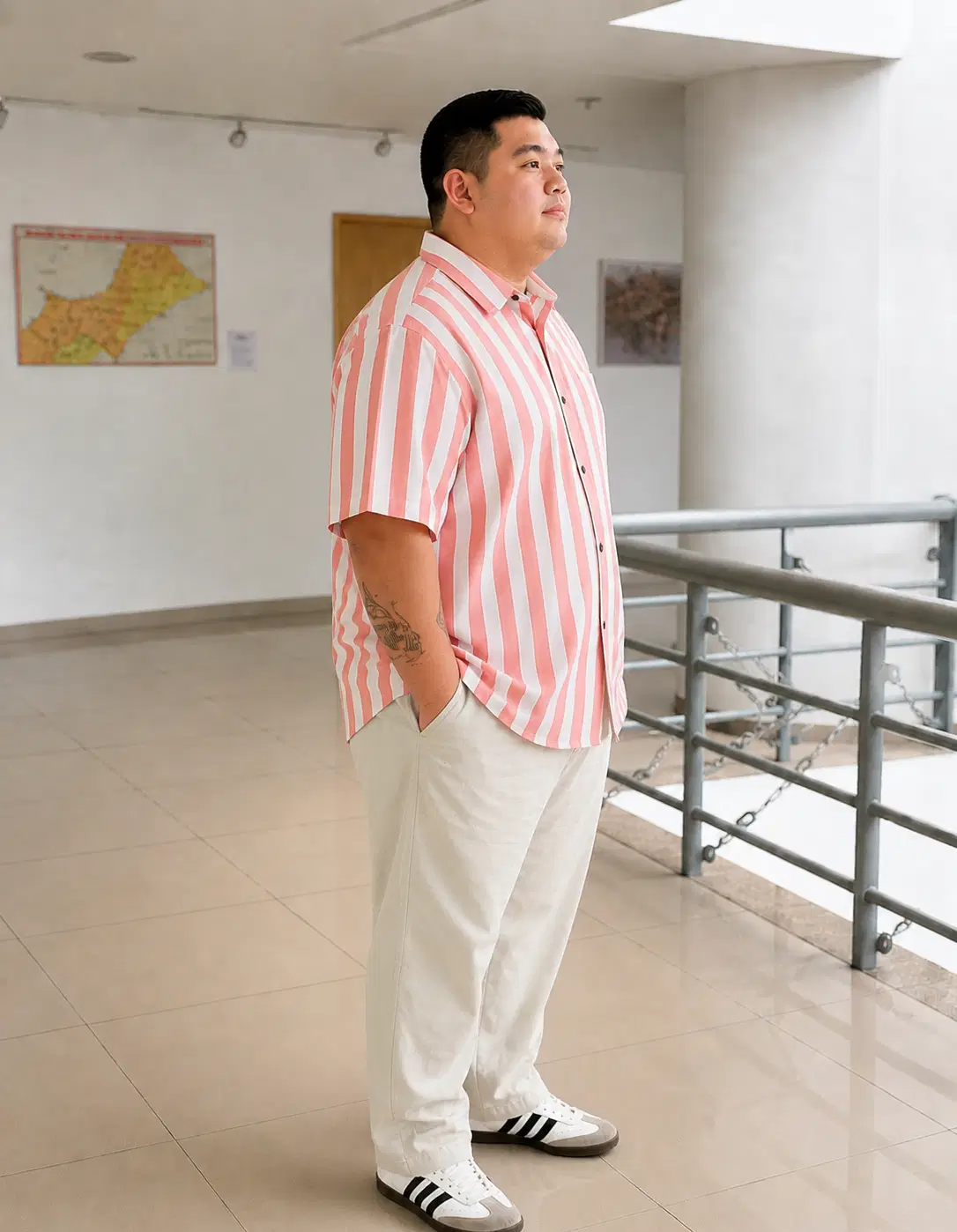 Cotton Blend Regular Fit Striped Half Sleeves Men's Casual Shirt - White ( Pack of 1 ) - Image 3