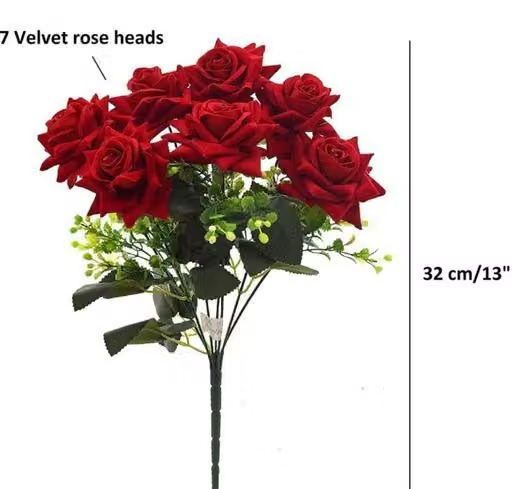 Artificial Medium red rose flower bunch set of 1 for Home decor office decor Gifts - Image 3