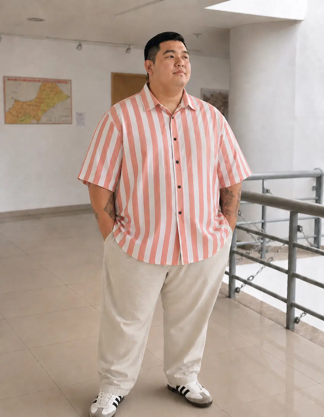 Cotton Blend Regular Fit Striped Half Sleeves Men's Casual Shirt - White ( Pack of 1 ) - Image 4