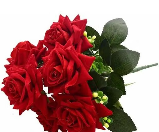 Artificial Medium red rose flower bunch set of 1 for Home decor office decor Gifts - Image 4