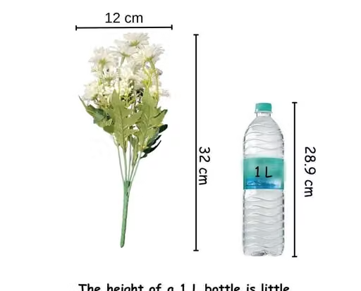 PRAJNA 2 Pcs Artificial Flower Daisy Fake Flower Bunch For Home Decoration Item, Craft, Gifting, Wedding Decoration, gift for her, gift for him, Table Vase, Marriage, Festival, Office, Bedroom, Balcony, Living Room & Gift, Table Decoration, Flower Decoration (Without Vase Pot, Red and Pink) - Image 2