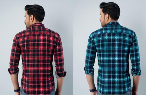 Cotton Casual Checkered Shirts For Men- Pack of 2 - Image 2