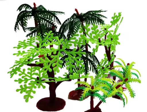 Artificial Mini Plastic Tree for Project Making and Decoration (6 Pieces 3 Designs)
