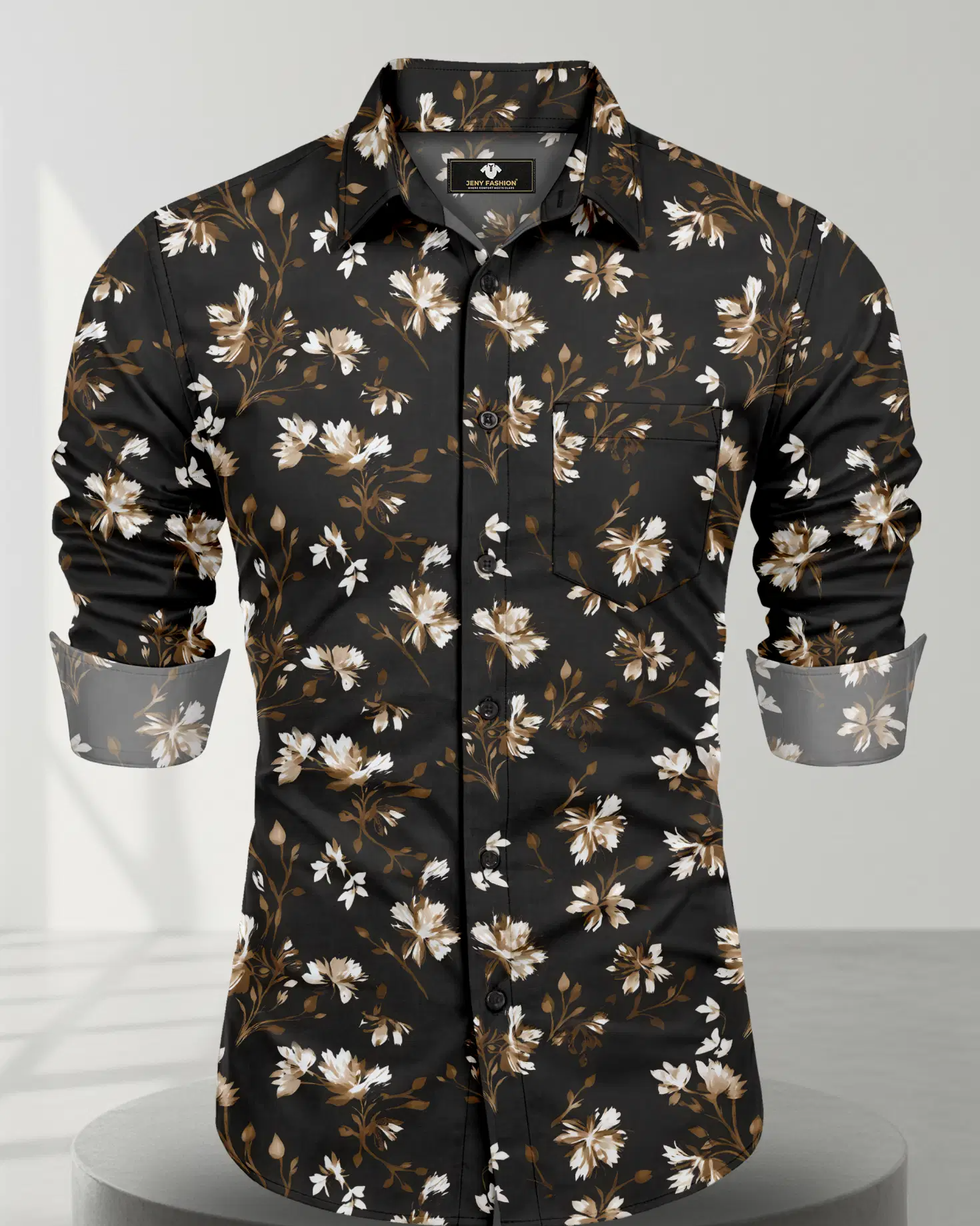Bhakti Creation 100% Cotton Regular Fit Printed Full Sleeves Men's Casual Shirt - Coffee ( Pack of 1 )