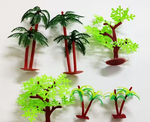 Artificial Mini Plastic Tree for Project Making and Decoration (6 Pieces 3 Designs) - Image 2