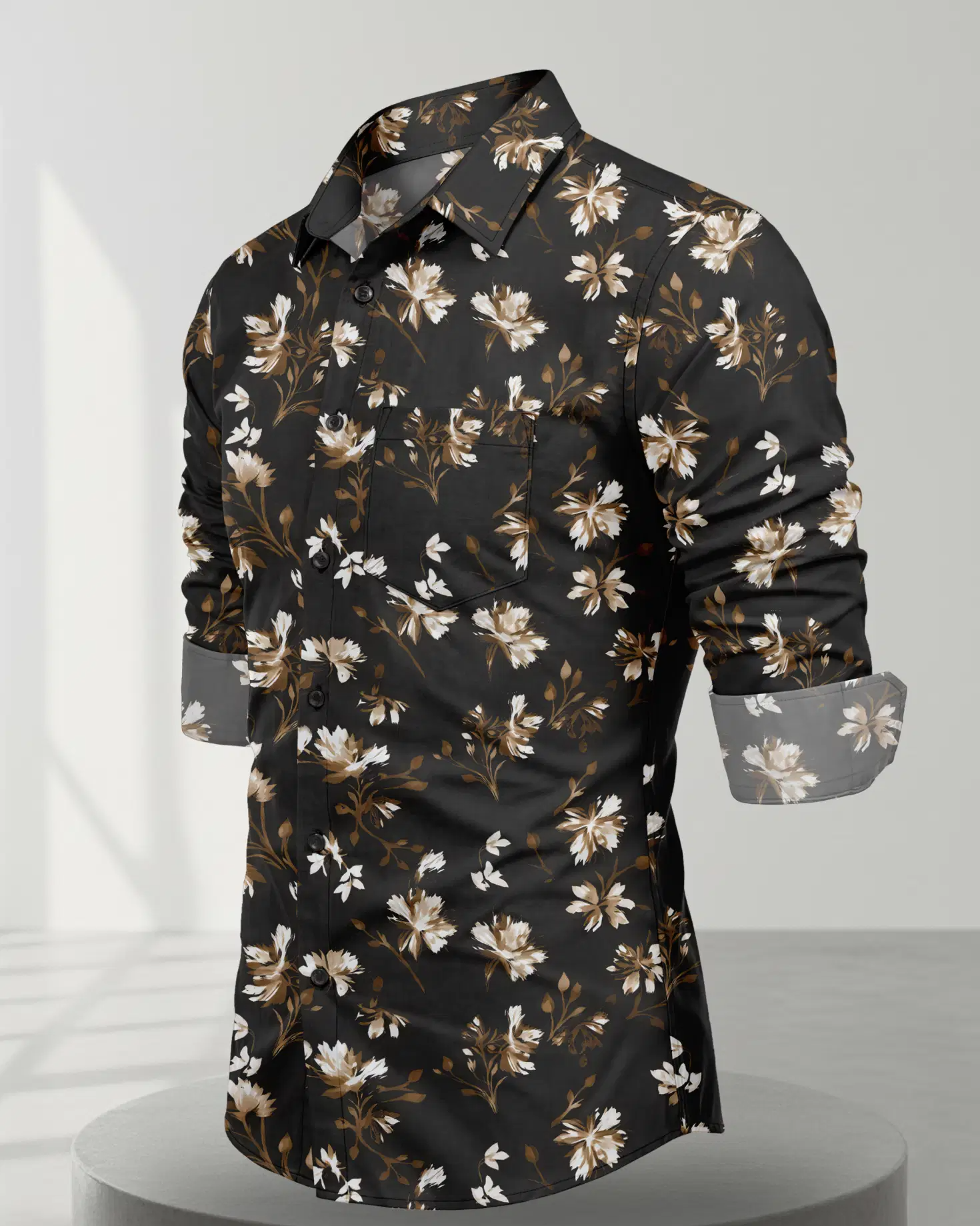 Bhakti Creation 100% Cotton Regular Fit Printed Full Sleeves Men's Casual Shirt - Coffee ( Pack of 1 ) - Image 3