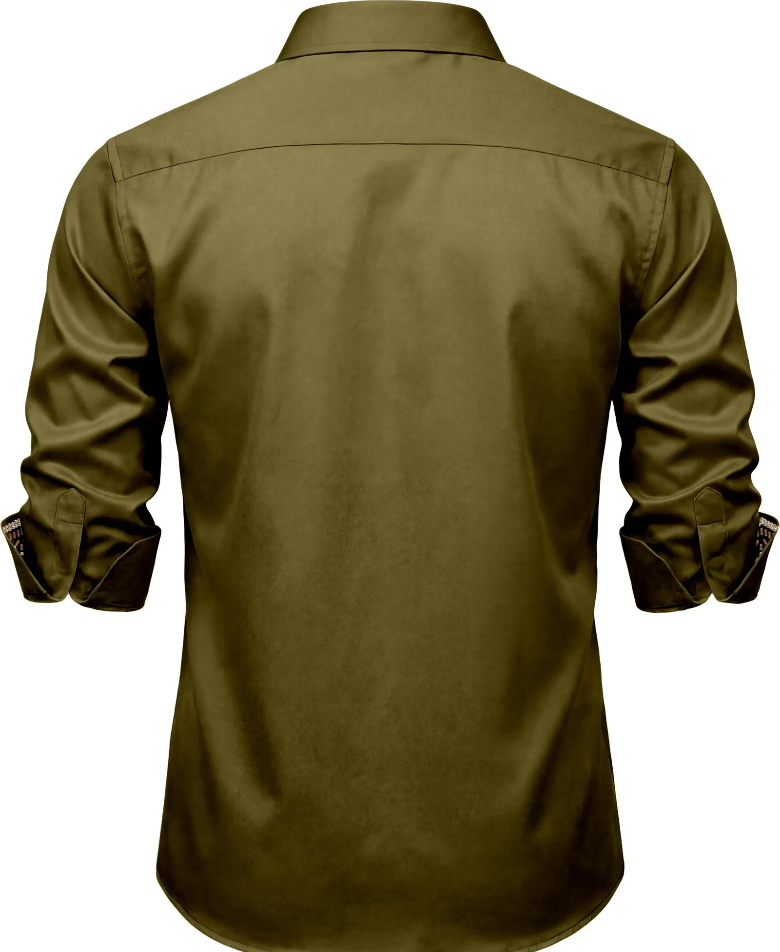 Satin Slim Fit Embellished Rollup Sleeves Men's Casual Shirt - Dark Green ( Pack of 1 ) - Image 2