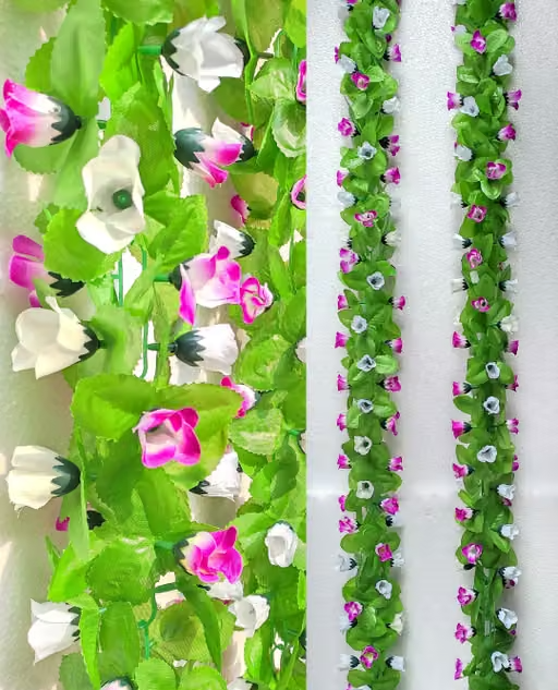 MAYUR GIFTS Artificial Flowers Decoration (190 cm) (Pack of 2) (Purple & White) Artificial Creeper Wall Hanging Artificial Flower Vine Garland Home Decor Main Door Entrance Wedding Pooja Room Office