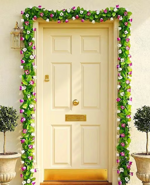 MAYUR GIFTS Artificial Flowers Decoration (190 cm) (Pack of 2) (Purple & White) Artificial Creeper Wall Hanging Artificial Flower Vine Garland Home Decor Main Door Entrance Wedding Pooja Room Office - Image 2