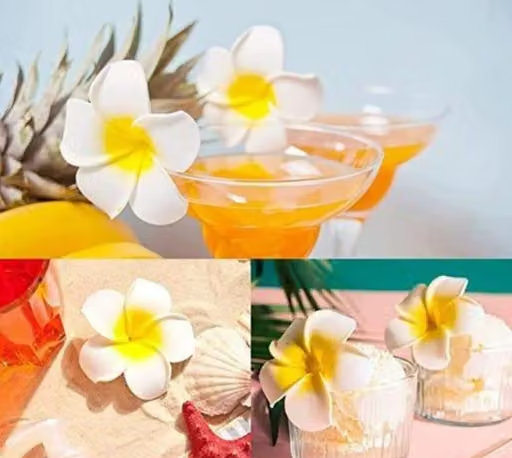 Bellu Artificial flower Big Foam Hawaii Beach Water Floating Flowers for Decoration, Pooja Thali. Festival & Events, Home, Table, Bedroom, Pooja Room, DIY Craft (White, 6 cm) (8 pcs) - Image 2