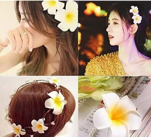 Bellu Artificial flower Big Foam Hawaii Beach Water Floating Flowers for Decoration, Pooja Thali. Festival & Events, Home, Table, Bedroom, Pooja Room, DIY Craft (White, 6 cm) (8 pcs) - Image 4