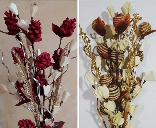 Set of 2 Beautiful Bouquet For Home Decor Made from Dried Plant Parts and Jute / 48 cm Height / Eco-Freindly / Multicolour