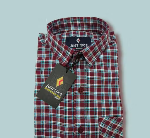 ts fashion men's Regular Fit Casual Check Shirts Cotton Full Sleeves (Check Shirt for Men)