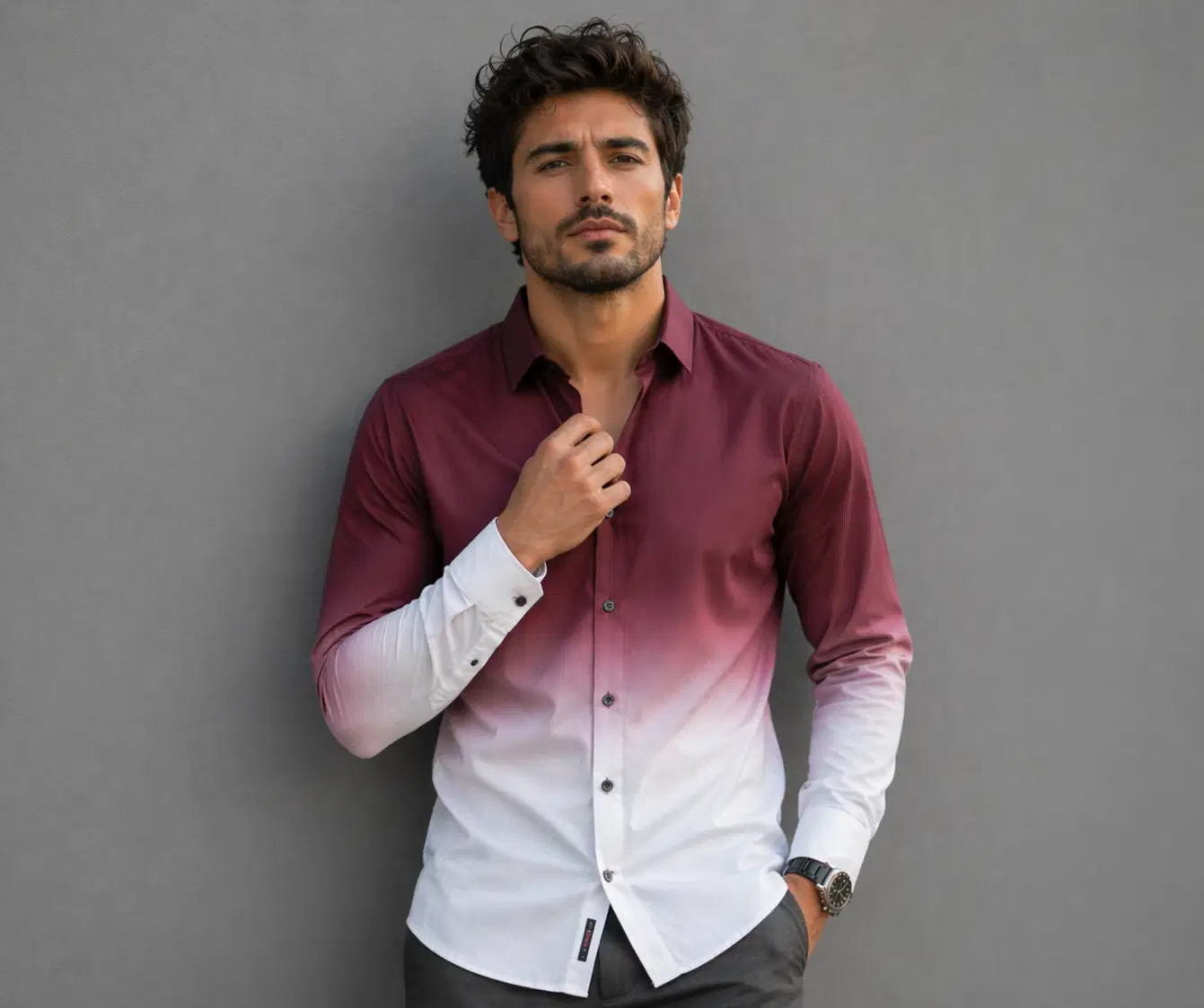 Lycra Regular Fit Full Sleeves Men's Formal Shirt - Maroon ( Pack of 1 ) - Image 3