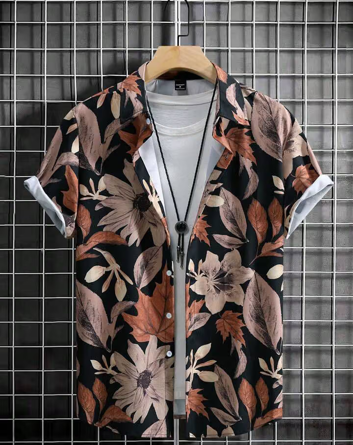 Poly Cotton Regular Fit Printed Half Sleeves Men's Casual Shirt - Brown ( Pack of 1 )