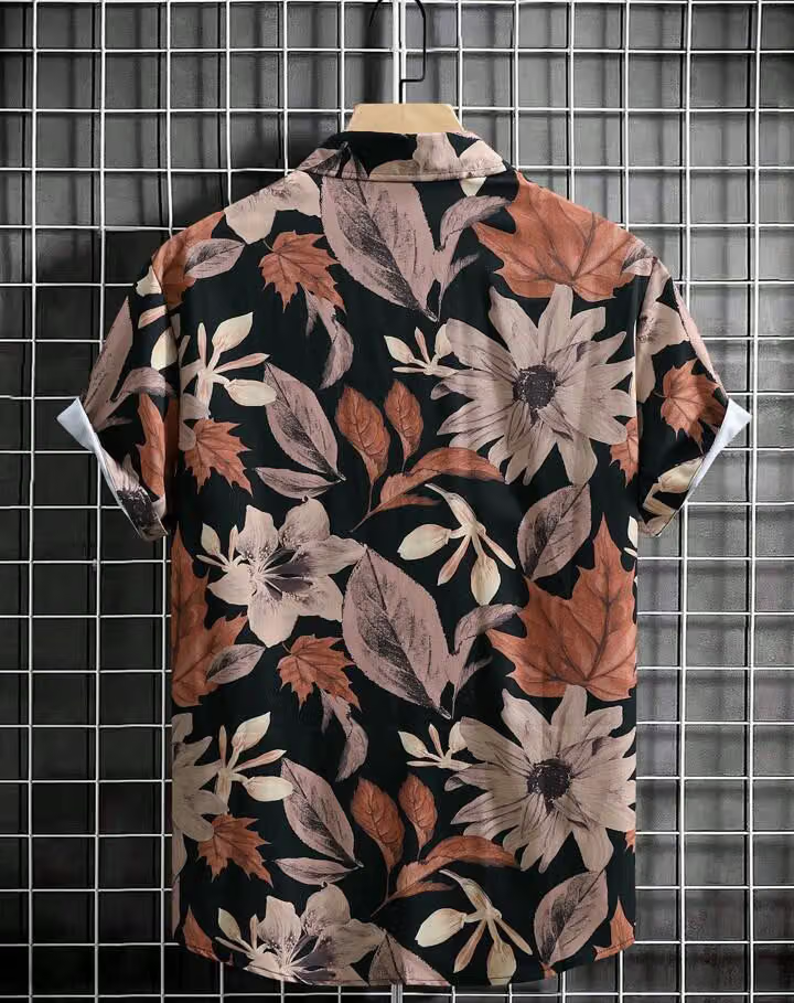 Poly Cotton Regular Fit Printed Half Sleeves Men's Casual Shirt - Brown ( Pack of 1 ) - Image 3