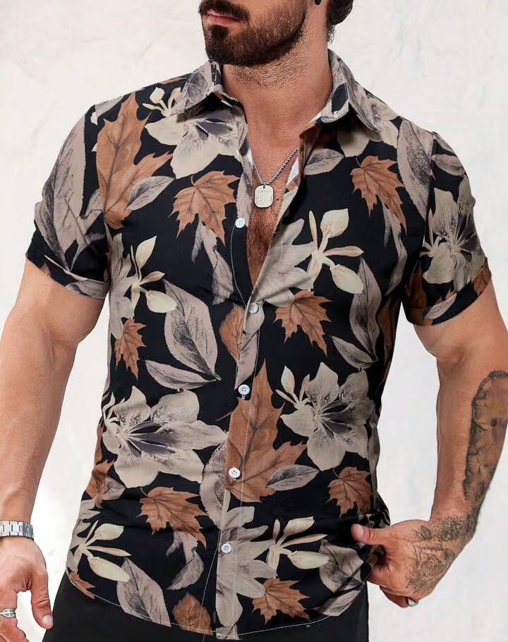 Poly Cotton Regular Fit Printed Half Sleeves Men's Casual Shirt - Brown ( Pack of 1 ) - Image 4