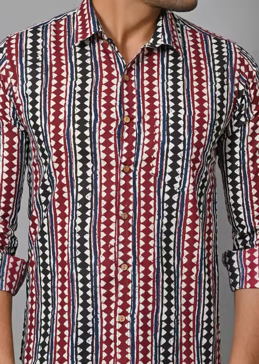 Pure Cotton Printed Shirts For Men Full Sleeves - Image 2