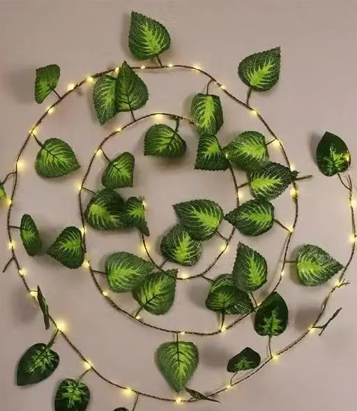 7Feet Money Plant Home Décor String Lights | Battery Operated Waterproof Lights | Vine Garland Hanging for Wall, Bedroom, Window, Wedding, Festival, Party ( Warm White)