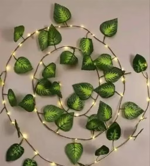 Decor's 7 feet Money Plant string with Warm Light (Pack of 2) Artificial Plant (213 cm, Green)