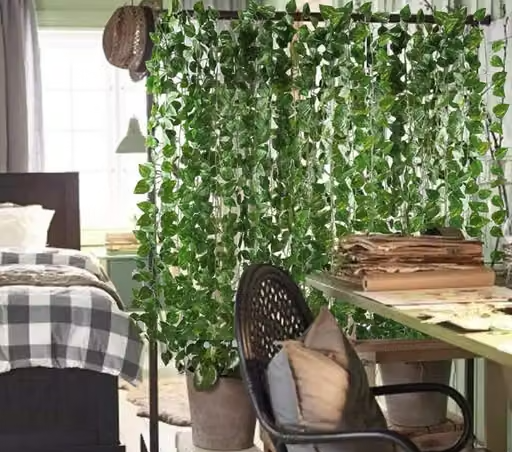 (Pack of 10) Artificial Ivy Garland Leaves Greenery Hanging Vine Creeper Bunch|Home Décor|Balcony Office Decoration Party Festival Craft, 30 Leaves {10 Strings, Each 7.5 Ft, Green} - Image 2