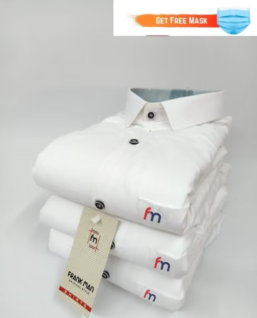 White Cotton Solid Casual Shirts For Men And Boys