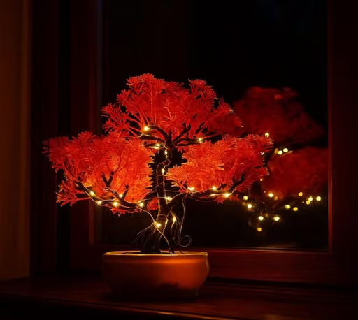 Whandly® High Quality Led Light Artificial Tree For Diwali Decoration , Artificial Plant With Pot For Home Décor , Tabletop Plant , Artificial Plant For Kids Room Decoration , Plastic Tree With Light Festival Decoration , Best Gift Item