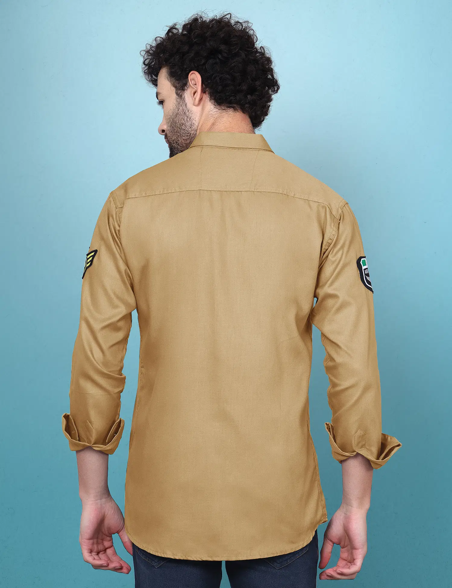 Cotton Blend Regular Fit Solids Full Sleeves Men's Casual Shirt - Brown ( Pack of 1 ) - Image 3