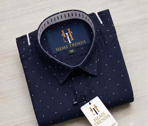 HEMS TRENDS Men's Navyblue Elegant Pin Dot Printed Regular Fit Shirt | Premium Full Sleeve Office, Business Meeting & Party Wear Shirt