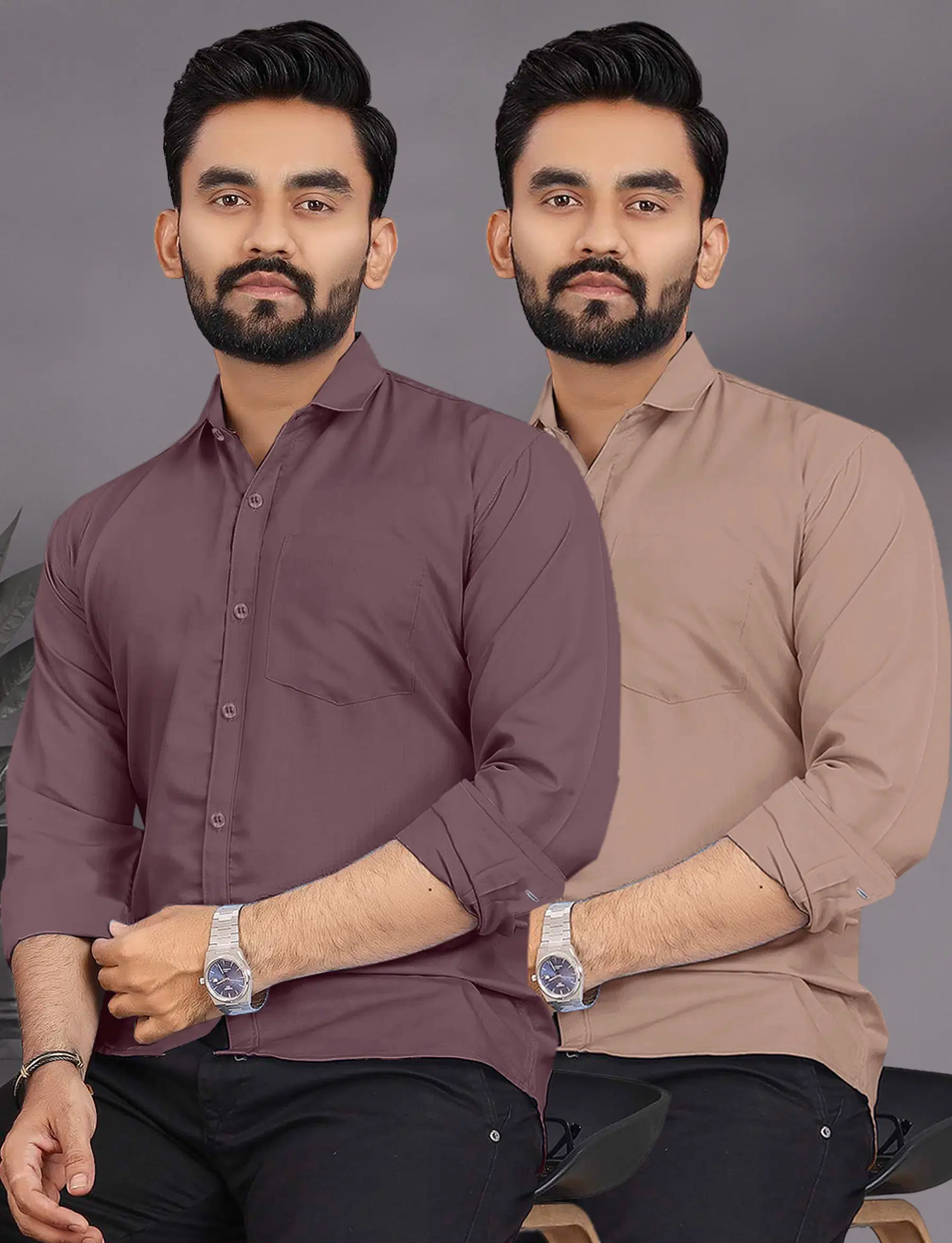 Cotton Regular Fit Full Sleeves Men's Formal Shirt - Multicolor 2 ( Pack of 2 )