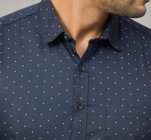 HEMS TRENDS Men's Navyblue Elegant Pin Dot Printed Regular Fit Shirt | Premium Full Sleeve Office, Business Meeting & Party Wear Shirt - Image 4