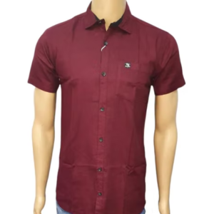Men’s Maroon Half Sleeve Office Wear Formal Shirt