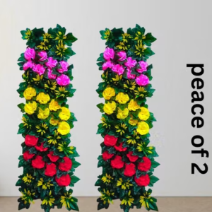 Artificial multi colour flower panel décor holi dewali wedding event puja room temple décor peace of2 (H-3 feet, L-1 feet )