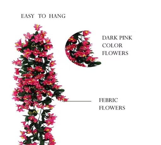 SAF Pink Orchids Artificial Flower (25 inch, Pack of 2) - Image 4