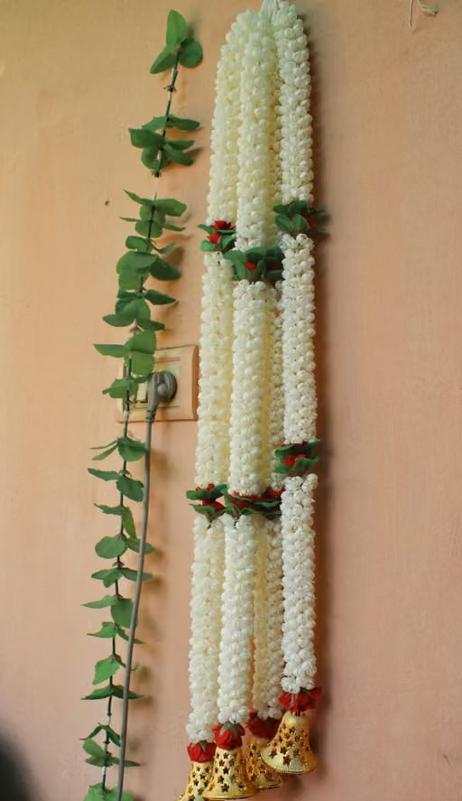 Artificial Jasmine Flower Garland Home and Party Decoration Rose and Mogra 40 Inch (Set of 2)